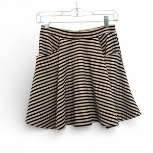 ALTAR’D  STATE Black and Tan Striped Skater Mini Skirt